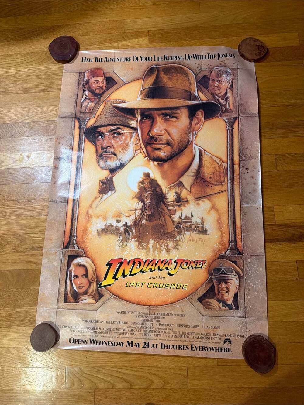 Vintage Original 1989 Indiana Jones and the Last Crusade One Sheet Movie Poster